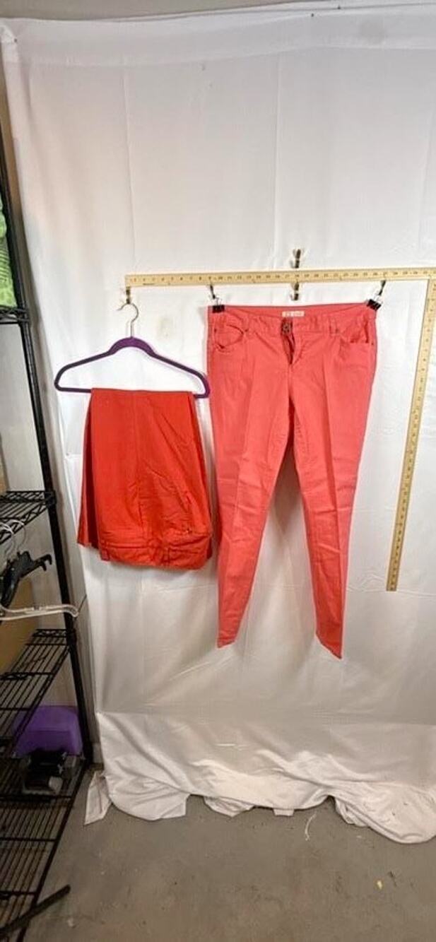 Lot of 2 ZCO Larry Levine Women Jeans Size 16 Coral Pink Salmon Skinny Pants